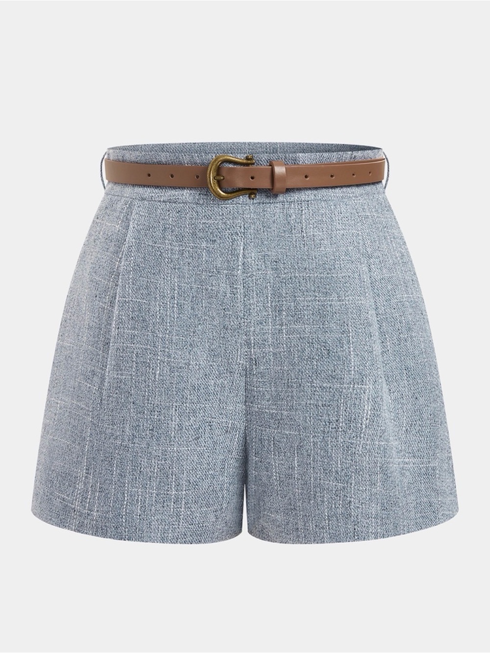 Commense Blue Belted Mid-Waist Shorts